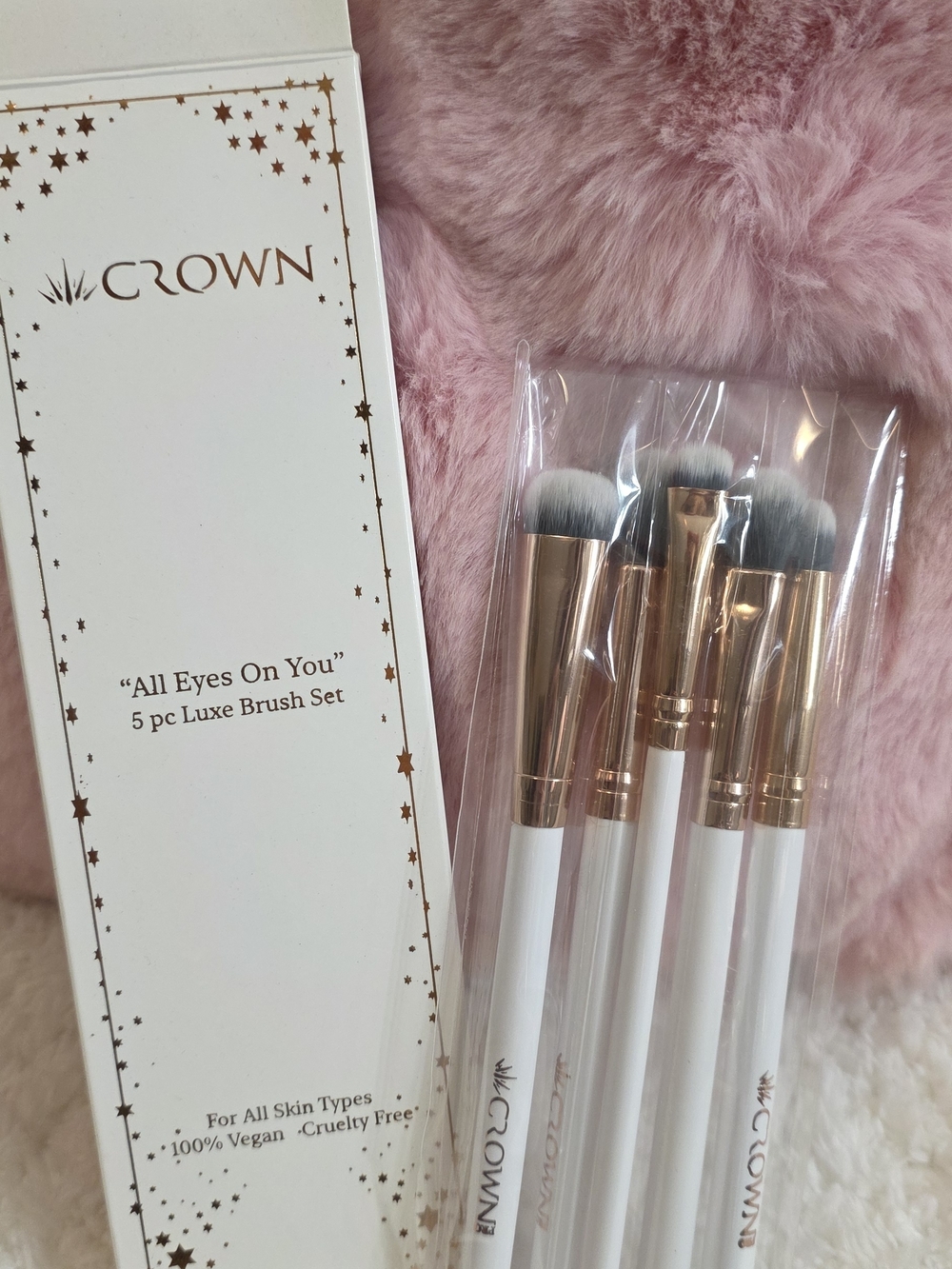 Crown All Eyes On You 5-Pc Luxe Eye Brush Set - White & Rose Gold